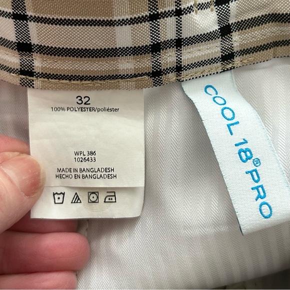 Haggar Cool 18® Pro Simple Plaid Golf Short Regular Fit Men’s SZ 32 Tan - Picture 9 of 10